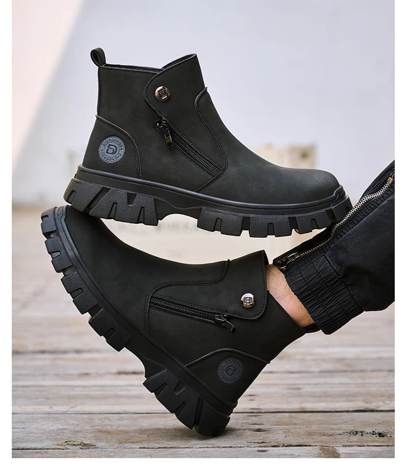 Steel Toe Work Boots side zipper anti-slip work shoes  Anti-Smash Anti Puncture industrial construction waterproof safety shoes