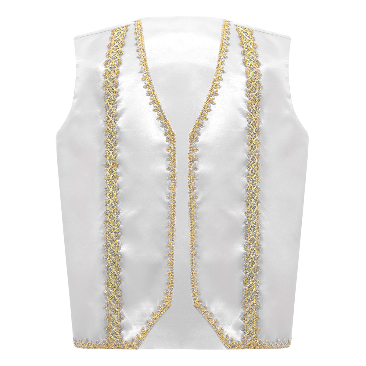 Kids Girls Boys Medieval Steampunk Costume Arabian Prince Sleeveless Golden Trim Waistcoat Vest Halloween Cosplay Fancy Dress Up