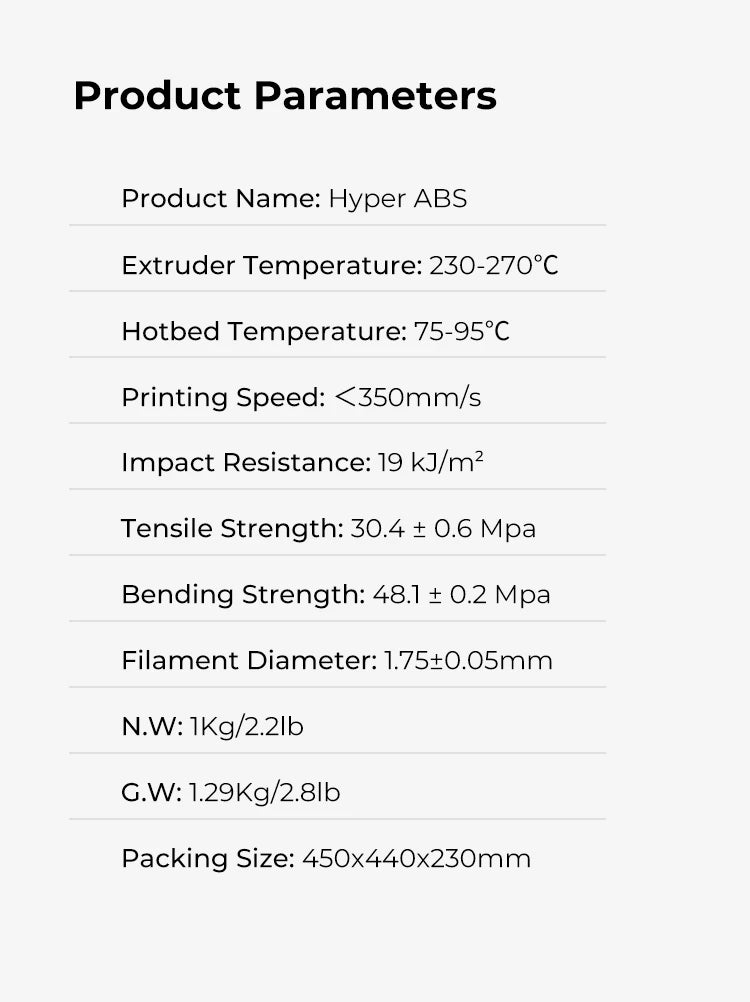 Creality Hyper ABS Filament 1.75mm for High-Speed Printing Convenient Open Printing, 1kg(2.2lbs) Spool Fit Most 3Dz Printer