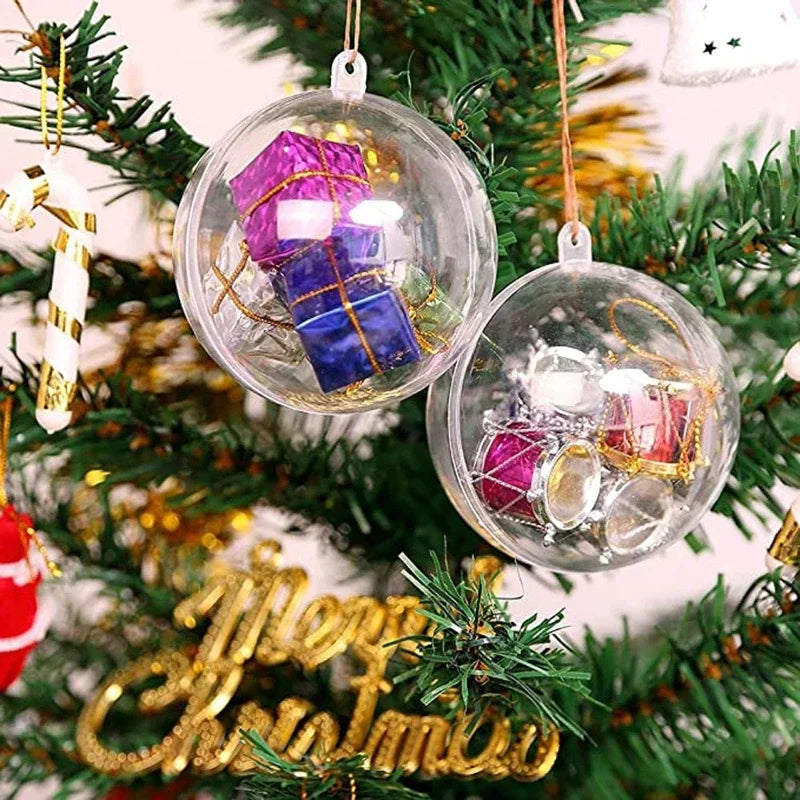 Wholesale Transparent DIY Plastic Ball Filling Decorative Hanging Ornaments Christmas Tree Open Ball Box Gifts for Wedding Party
