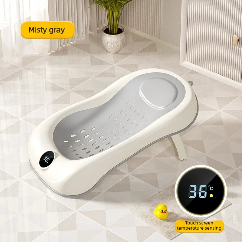 Parent Helper Universal Non-Slip Bath Net, Newborn Bath Lying Rack Baby Convertible Sit-Lie Bath Bed Temperature Sensing