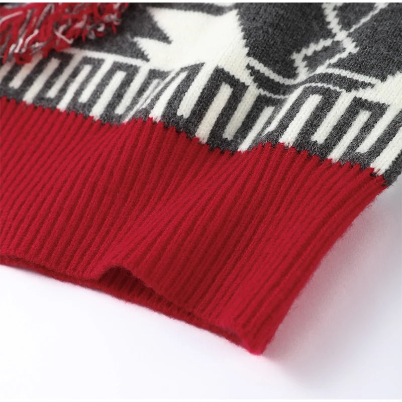 Women's Print Fringe Knitted Vest Coat Fashion Sleeveless Tie Waist Pocket Cardigan Sweater Lady 2025 Autumn Casual Outerwear