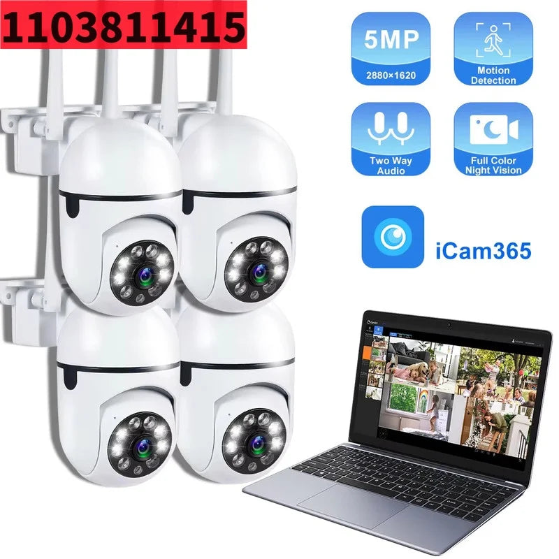 5G Wifi Video Surveillance Camera 5MP CCTV PTZ IP Camera Smart Human Tracking 4X Zoom Night Vision Full Color Outdoor Waterproof