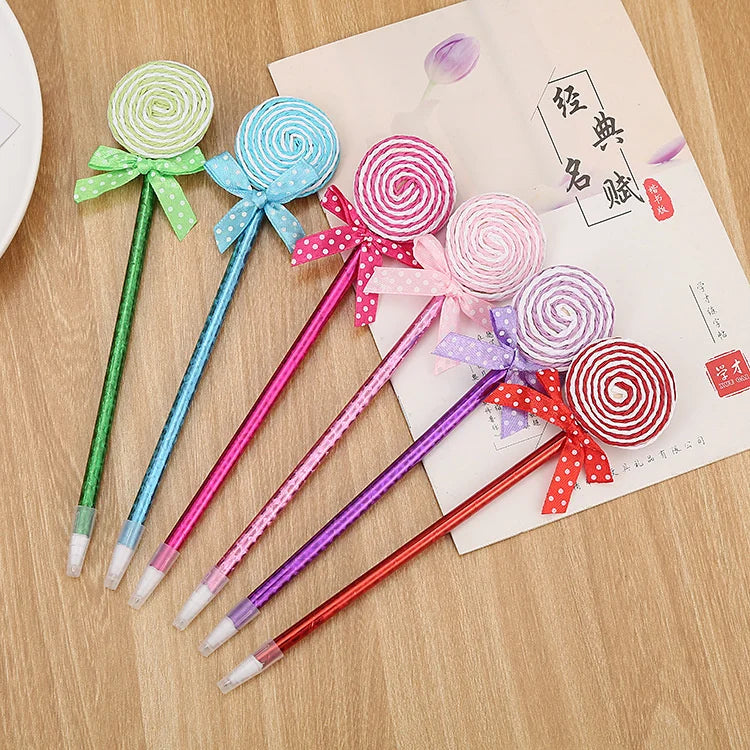 6 Piece Creative Lollipop Candy Ballpoint Pen Stationery