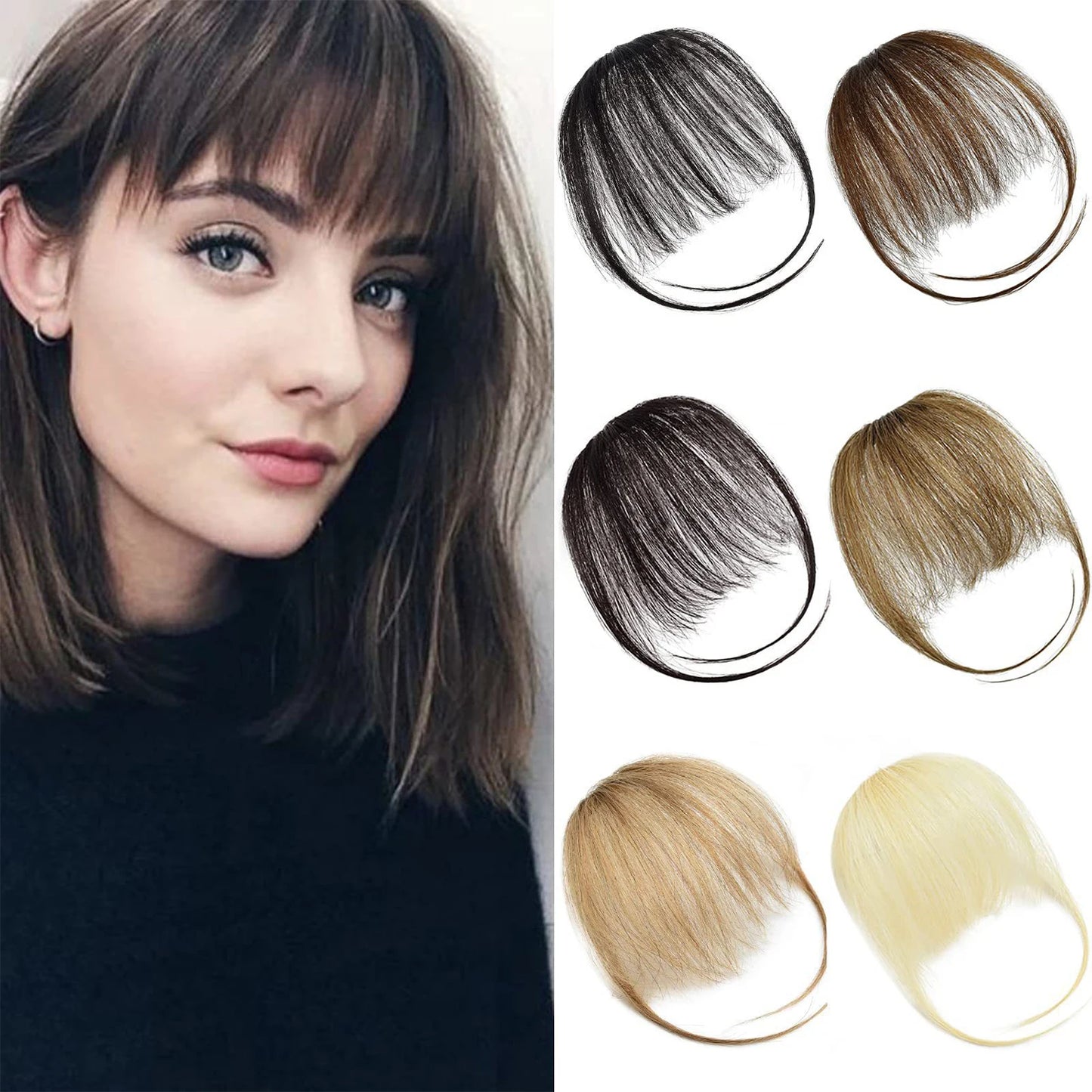 Human Bangs Hair Clip-In Extension Synthetic wig Fringe Natural False Hairpiece Women Clip in Bangs Hair Styling Tools
