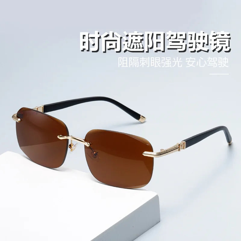 Rimless Sunglasses Rectangle Women Men Shades Small Square Sun Glasses For Female Male Beach Vacation Travel Eyewear HighQualit