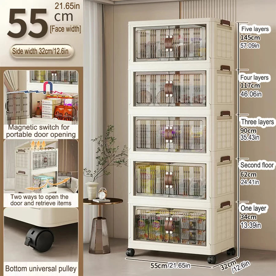 Large Capacity Folding Storage Cabinet - Dustproof Wardrobe Closet Organizer Easy Install