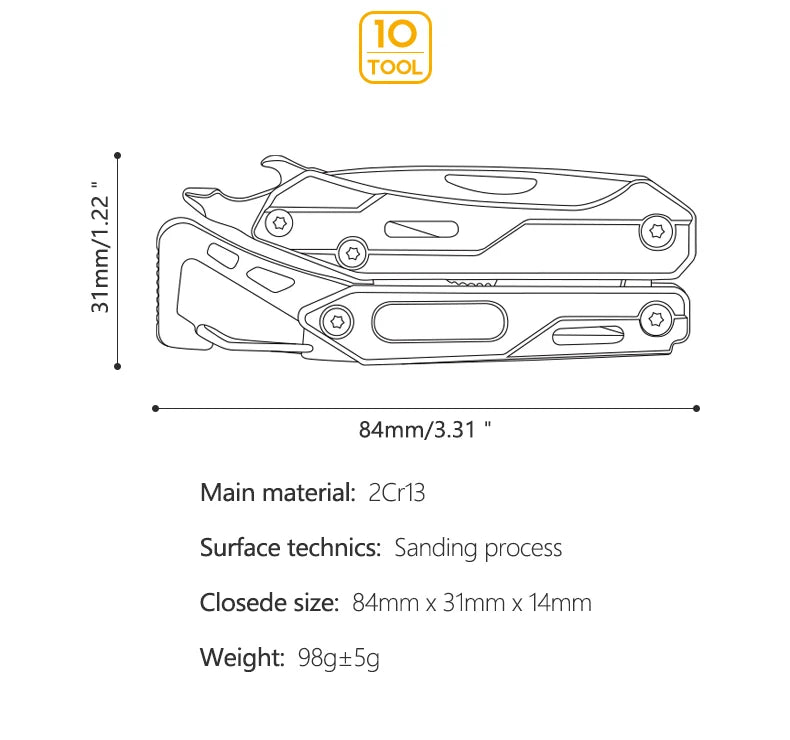 Maarten Multitool, 9-in-1 Stainless Steel Multi Tool Pocket Knife with Screwdriver,  Multitool Pliers, Survival Equipment