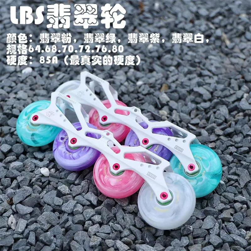 85A LBS Full Meat Jade Wheel with White Yellow Purple Pink Cyan 80mm 76mm 72mm Roller Skating Wheels Slalom Tire for SEBA FSK 8p