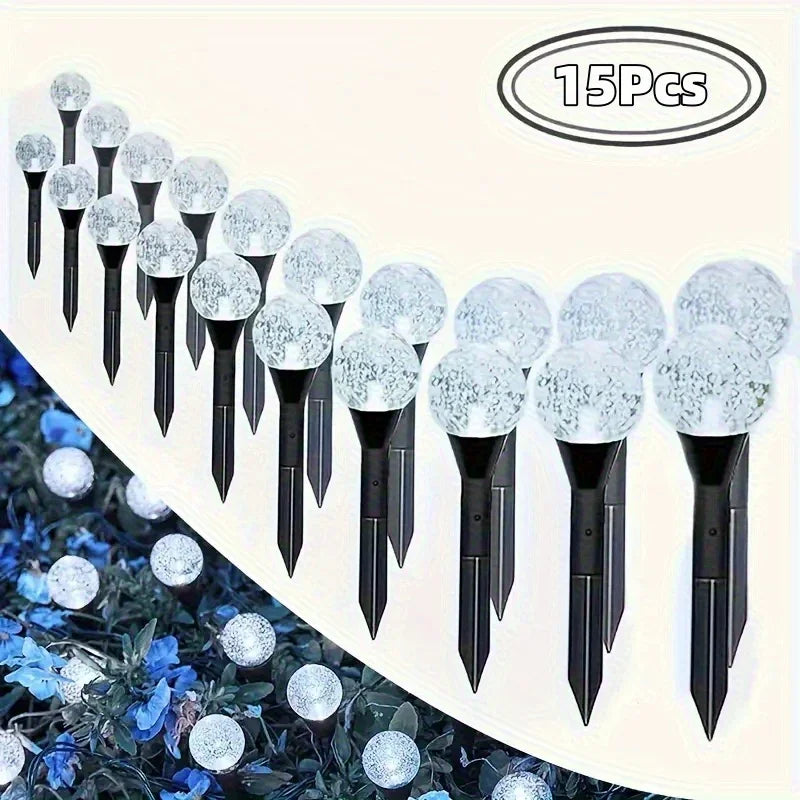 LED Solar Garden Light  Bubble Path Lighting Crystal Ground Stakes Outdoor Lawn Lights- 8 Modes for Christmas Party Decoration