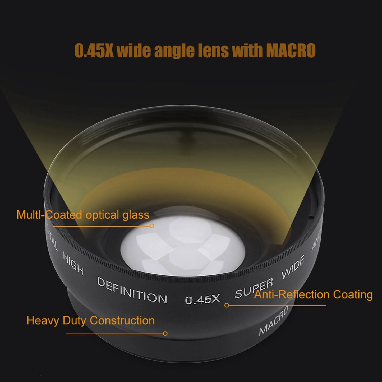 52mm 0.45X Wide Angle Universal Conversion Macro Lens for DSLRS and Digital Cameras Camera Lens Conversion Lens Wide Angle Lens