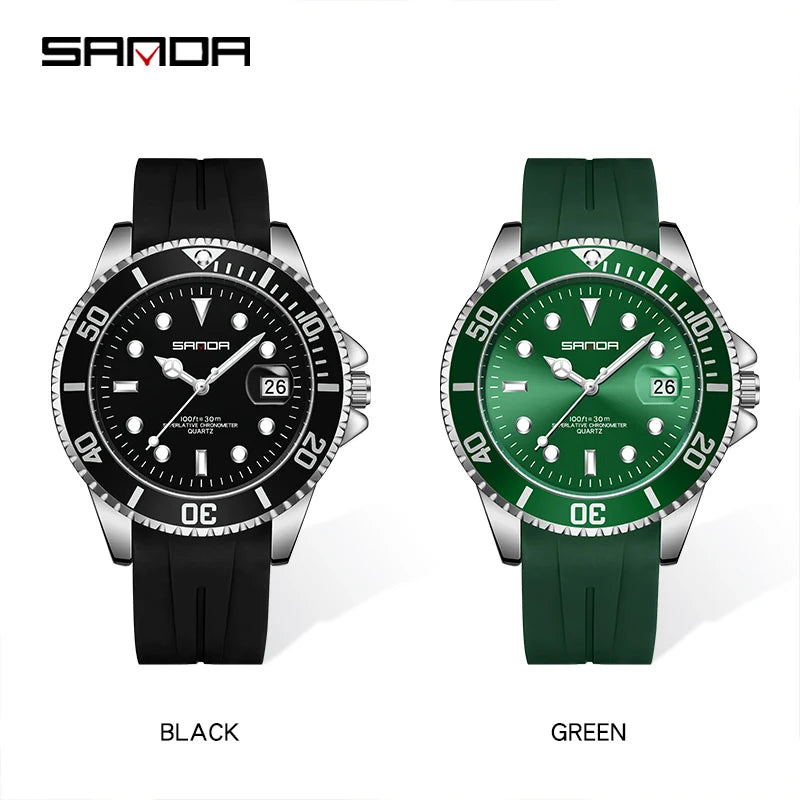 SANDA 2025Top Brand Luxury Fashion Men's Watches 30M Luminous Waterproof Quartz Wristwatch For Male Clock Calendar Relogio