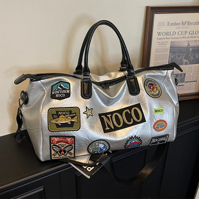 Fitness Travel Bag Suitable for Both Men and Women, Can Be Carried by Hand, Worn over the Shoulder or Cross-Body， Pu Leather Bag