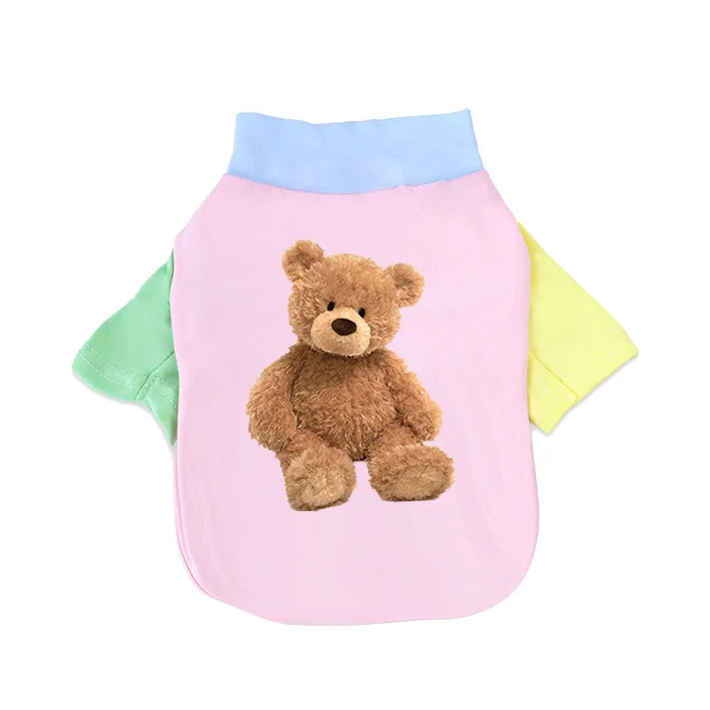 1 PC Pet T-Shirt, Cats & Dogs Soft Pure Cotton Teddy Bear Dopamine Vest. Shih Tzu, Siamese Cat Little Pet Daily Outfit