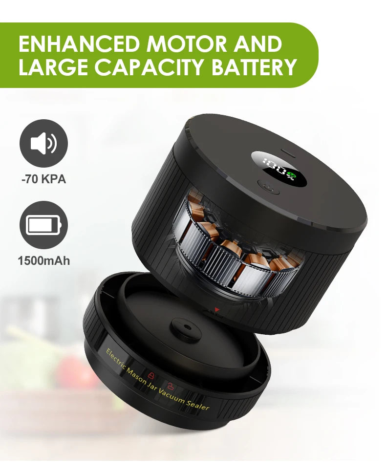 Wancle Electric Mason Jar Vacuum Sealer LCD Digital Display Cordless Vacuum Sealer Kit for Wide and Regular Mouth Mason Jars