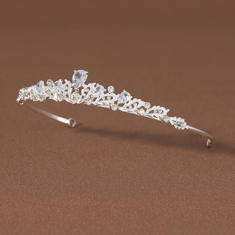 Fashion Gold Silver Color Crystal Crowns For Kids Child Girls Pearls Tiaras Diadems Wedding Hair Accessories Bridal Jewelry