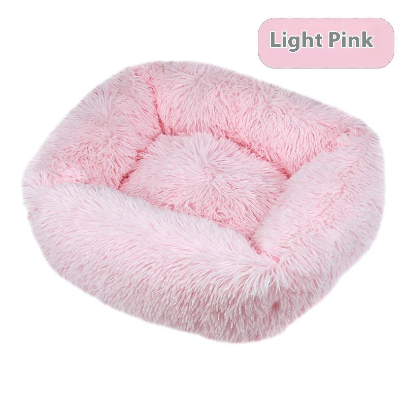 Square plush pet bed, provides warmth in winter, suitable for cats and dogs, can be used as a mattress, pet supplies