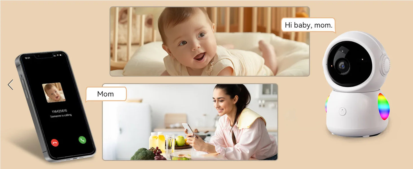 2K Baby Monitor Surveillance Camera Dual-frequency Crying Machine Indoor Safety Protection Remote Monitoring Voice Intercom