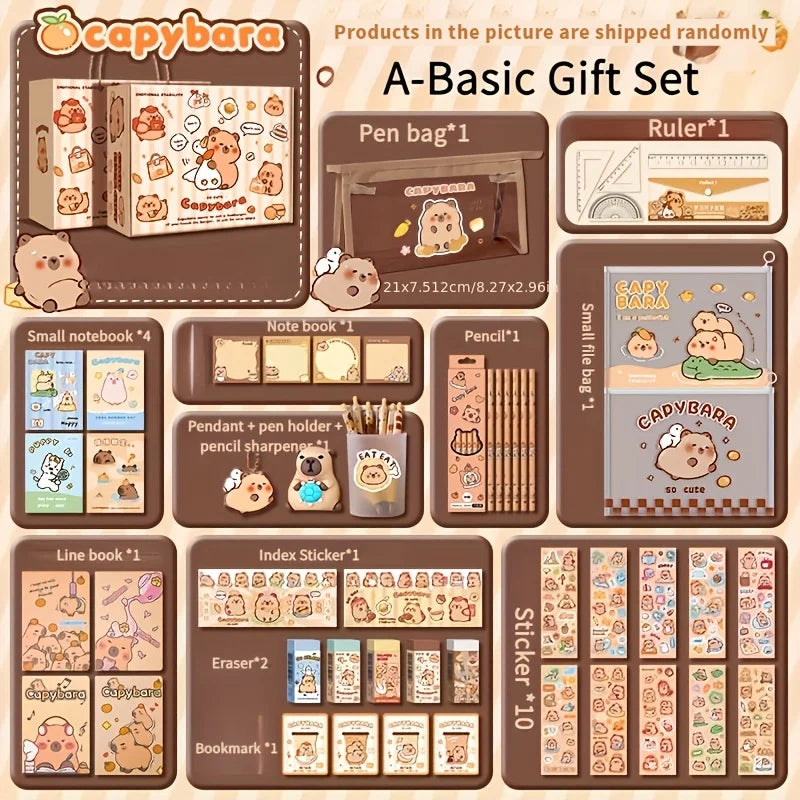 Capybara-Themed Stationery Gift Set, Including Notebook, Fountain Pen, Paper Clips, And Accessories - a Charming Essential Kit