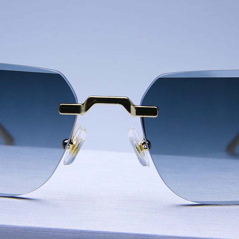 Rimless Sunglasses Rectangle Fashion Popular Women Men Shades New Square Sun Glasses For Female Male Summer Traveling Oculos