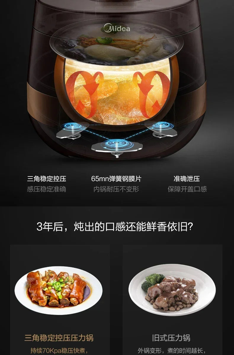 Midea household large-capacity intelligent high-pressure rice cooker multi-function electric pressure cooker