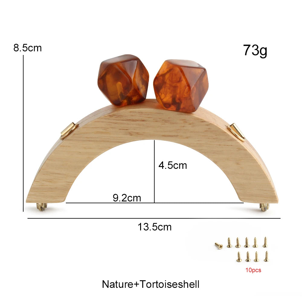 1PC Mini Handbag Bag Frame Matching Lock Wooden Bag Arched Bridge Handle with Colorful Resin Beads DIY Handicraft Accessories