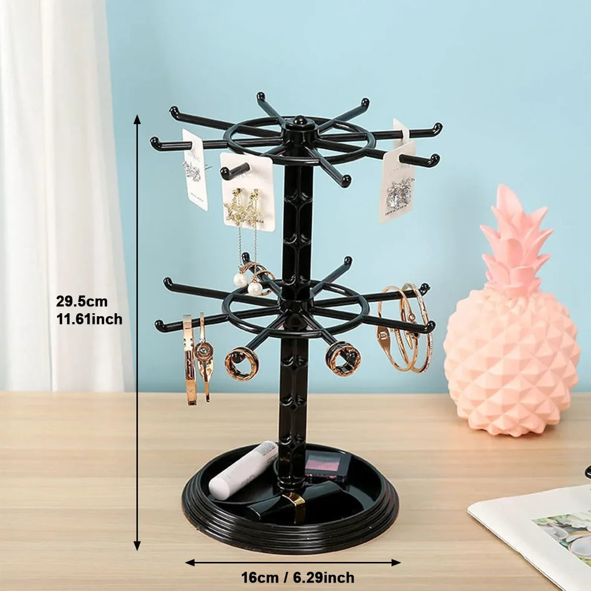 1Pc Multi-Layer Rotating Jewelry Rack, Necklace Display Stand & Bracelet Hanging Organizer, Storage Rack