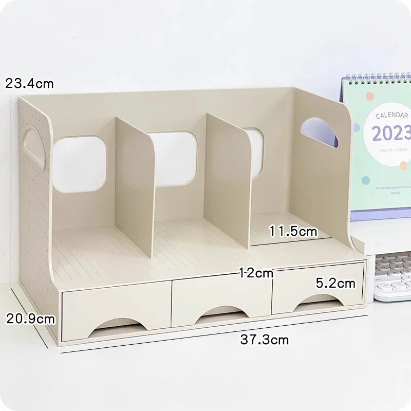 Multi-Functional Bookend Storage Box - Student Desk Organizer Pen Holder File Rack