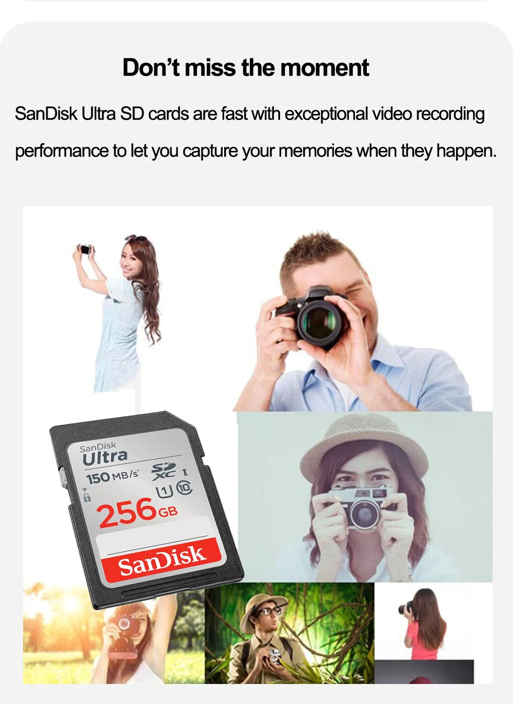 SanDisk Ultra/Extreme/Extreme PRO SD Card 256GB 128GB 64GB SDXC 32GB SDHC Memory Card C10 U1 U3 Carte SD Card  for Camera 4K UHD