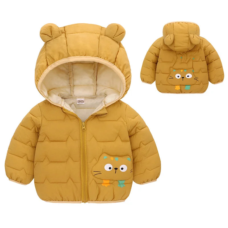 Baby Children Coats Winter Thick Jackets For Boys Warm Plush Thicken Outerwear For Girls Fur Hooded Jacket Kids Clothes Snowsuit