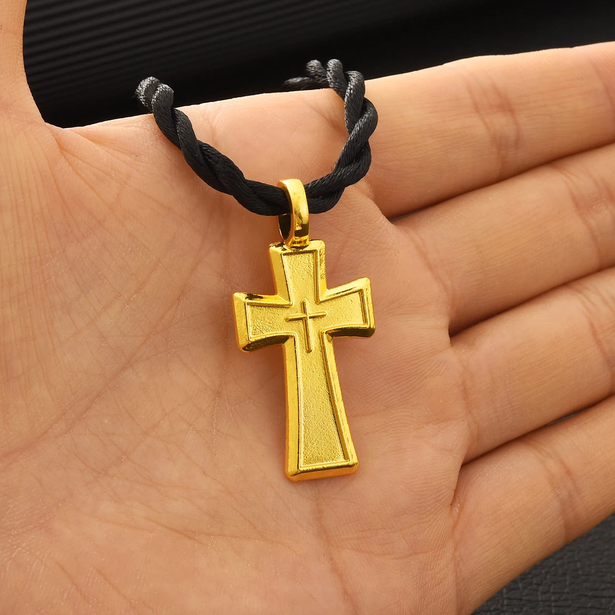 India 24K Gold Plated Small Cross Jewelry Accessory Set wholesale Necklace Pendant Ethiopia Dubai Wedding Party Bride Woman Gift