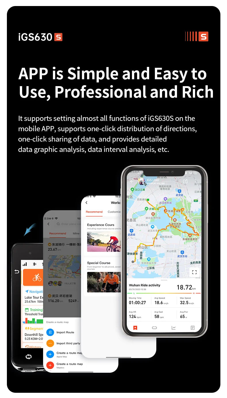 iGPSPORT iGS630S GPS Bike Computer Global Map Navigation Support Yaw planning Smart Climb Planning Indoor Bike Training