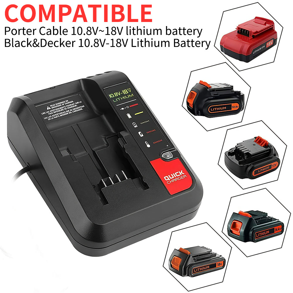 EU Plug 18V Replacement Lithium Battery Charger for Black and Decker PORTER CABLE Stanley Lithium Battery Charger 2A 10.8-20V