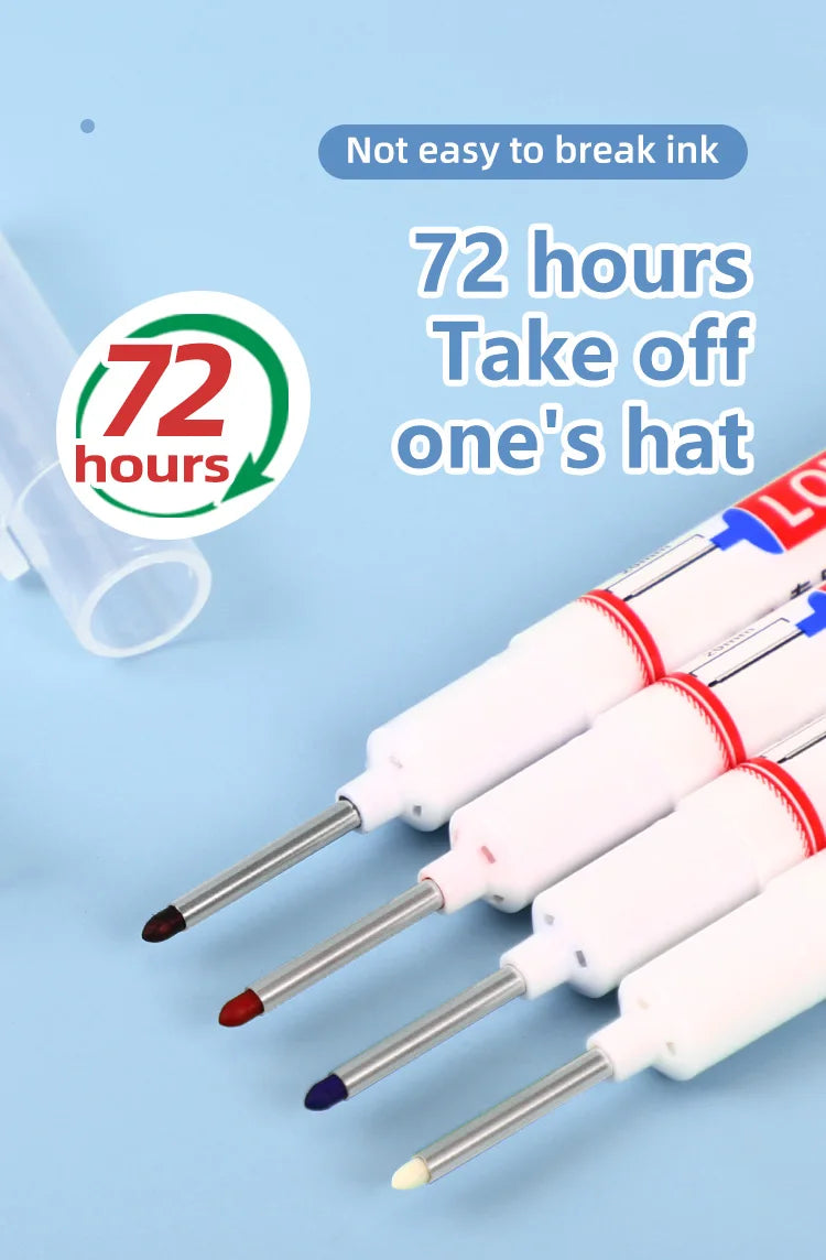 4Pcs/Set 20mm Deep Hole Long Nib Head Markers For Metal Perforating Pen Waterproof Bathroom Woodworking Decoration Multi-Purpose