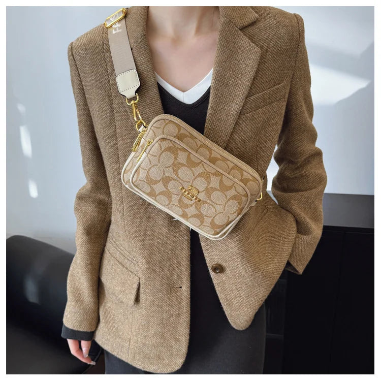 2026 New Retro Luxury Women Shoulder Bag Crossbody Bag Original Circular Pattern Logo Durable Fabric Adjustable Strap Daily Work