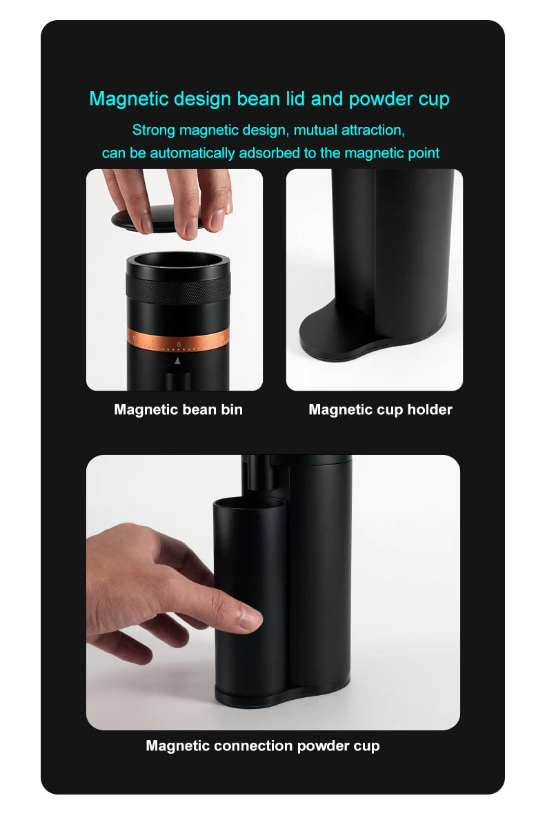 Electric Coffee Grinder 48MM Espresso Cone burr Stepless Fineness Adjustment Cold Brew Bean Grinder Black Sliver Gray