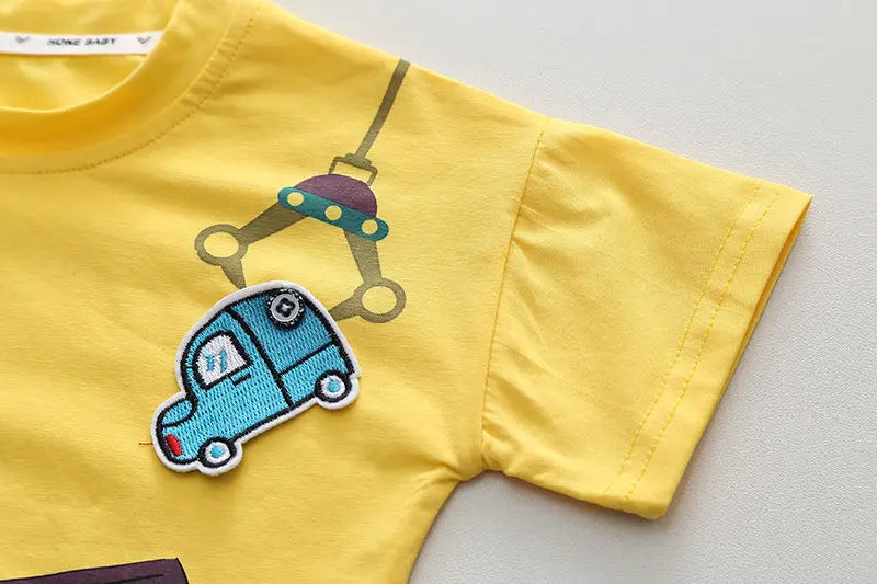 Summer Children Boys Infant Cotton Clothes Cars T Shirt Shorts 2pcs/Set Toddler Fashion Clothing Baby Tracksuits 1 2 3 4 5 Years