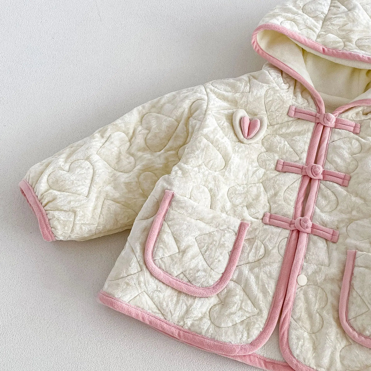 2026 New Winter Girls Heart Quilted Colorblock Coat | Fleece-Lined Hooded Padded Jacket | Cute Warm Outwear