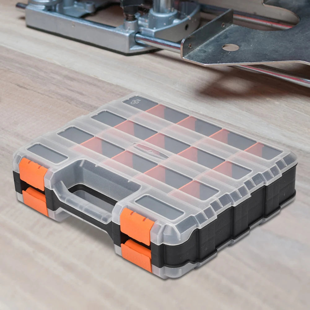 Double Side Tools Box Organizer Tool Storage Box Double Side Tools Box Hardware Tool Arrangement Box for Screws Nuts Nails Bolts