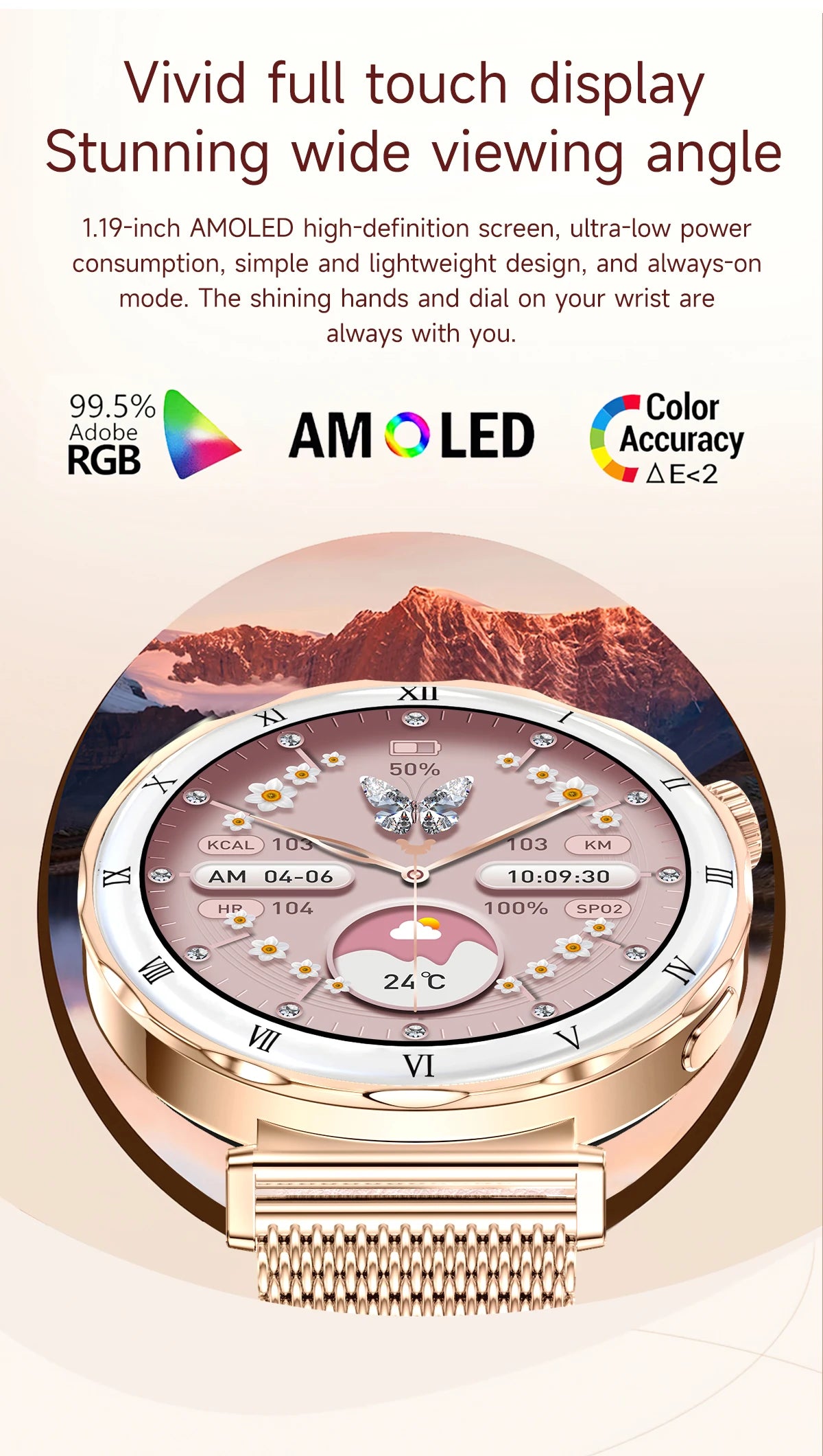 LIGE 1.19"Ultra-Slim AMOLED HD Display Fitness Tracker Smartwatch Bluetooth Call Heart Rate Monitor Waterproof Smart Watch Women