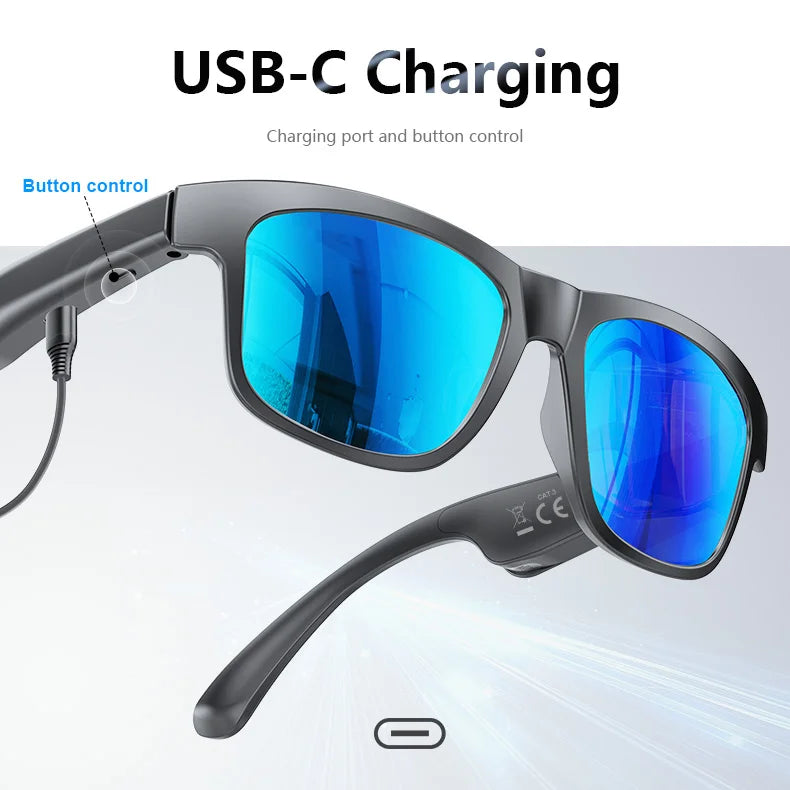 2026 New Smart Glasses Men Women Sunglasses, Bluetooth 5.4 Audio Glasses, UV400 Sports Headphones, 50H Standby 5H Playtime, TR F