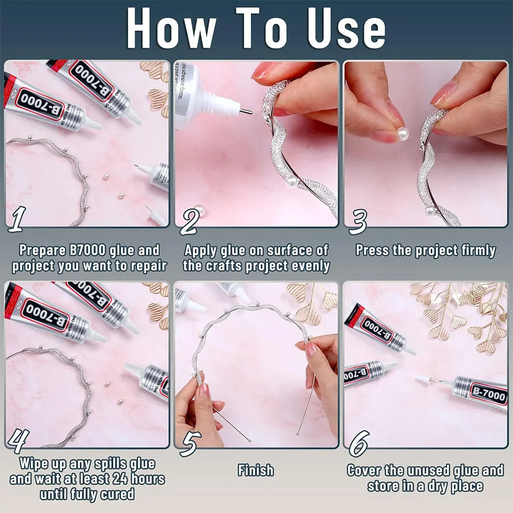 High-quality B-7000 semi-fluid high-viscosity glue, transparent waterproof adhesive, with precise needle adapted to rhinestone crafts jewelry diy jewelry mobile phone case 110ml1-5pcs.