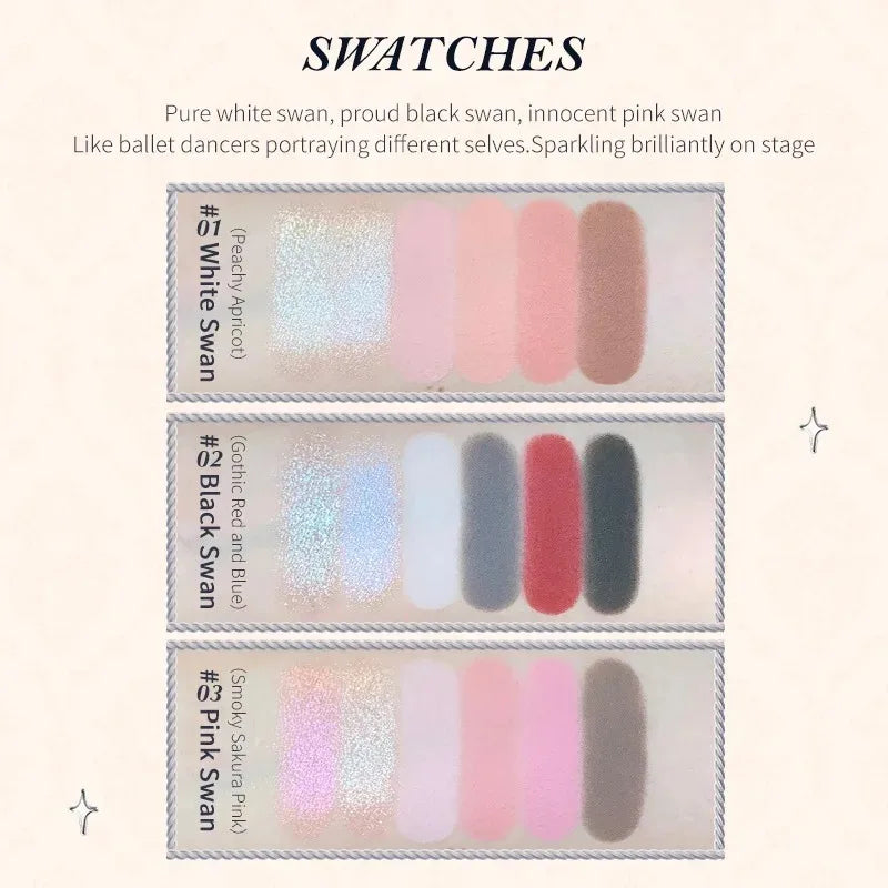 Makeup Flower Knows Set Swan Ballet Series Six Color Eyeshadow Palette Embossed Blusher Shine Lipstick Kit With Bag All In