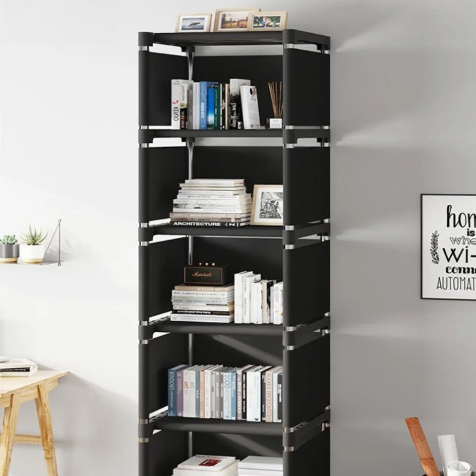 Simple Bookshelf Multi Layer Easy Assembly Diy Wardrobe Bookshelf  Plastic Square Storage Rack Living Room Study Room Bedroom