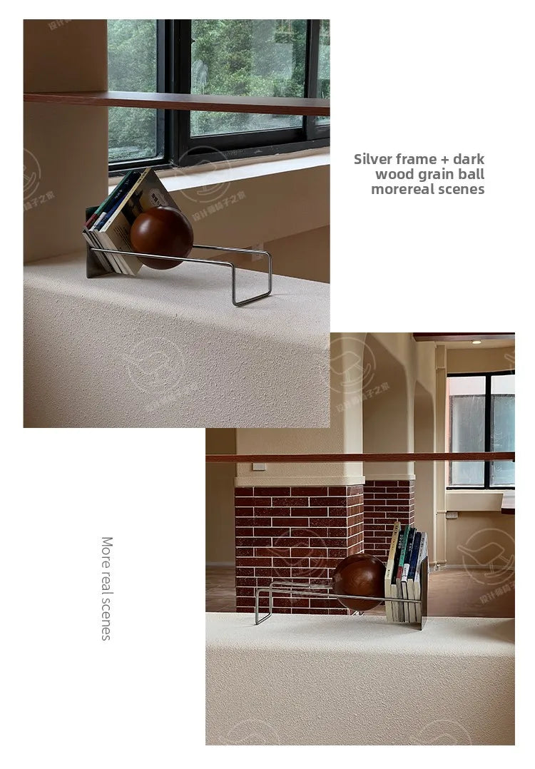 Bauhaus Creative Bookshelf Solid Wood Ball-Bearing Magazine Holder Mid-Century Modern Desk Organizer Artistic Home Display shelf