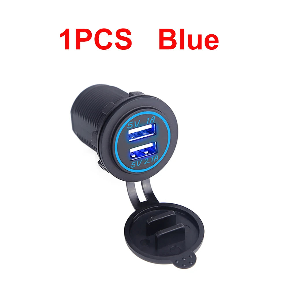 Universal Car Charger USB Vehicle DC12V-24V Waterproof Dual USB Charger 2 Port Power Socket 5V 2.1A/1A car-charger