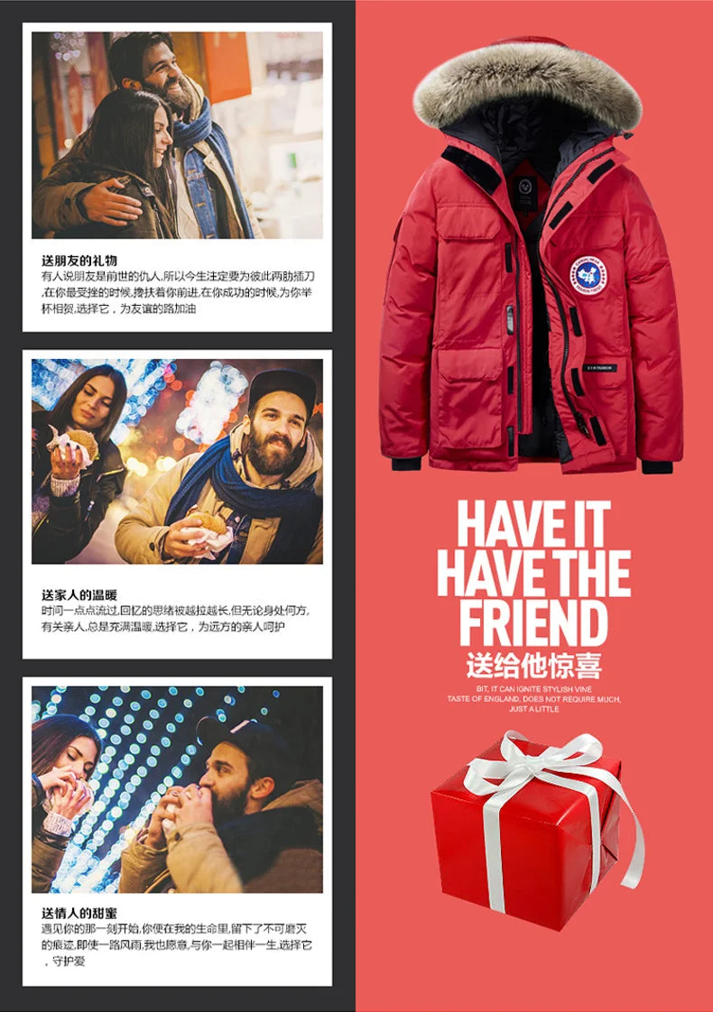 -30 C FIT Plus Thick Velvet Down & Parka coat 6XL 7XL 8XL  winter jacket men waterproof windproof chaquetas hombre