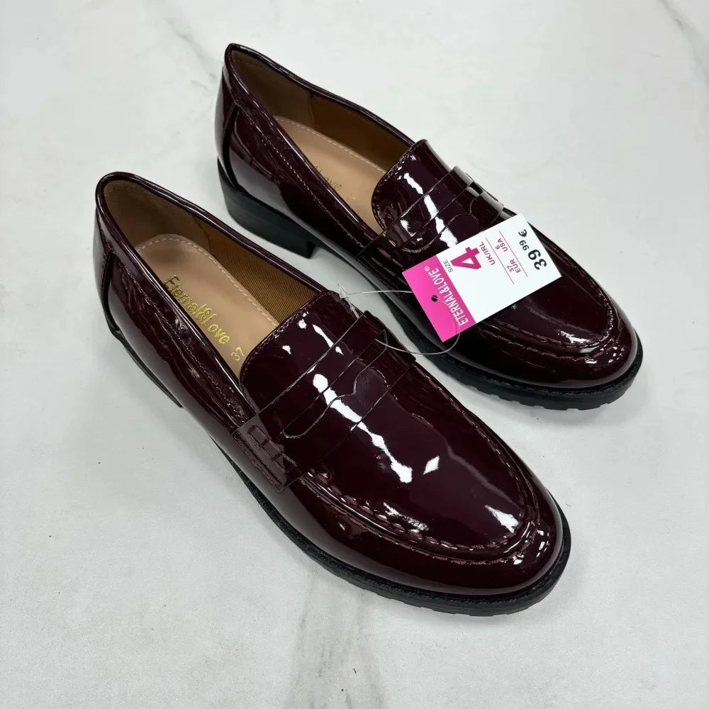 Fashionable Versatile Patent Leather Bright Face British Style Flat Shoes Comfortable Microfiber Face Adult Men Women Summer Sho