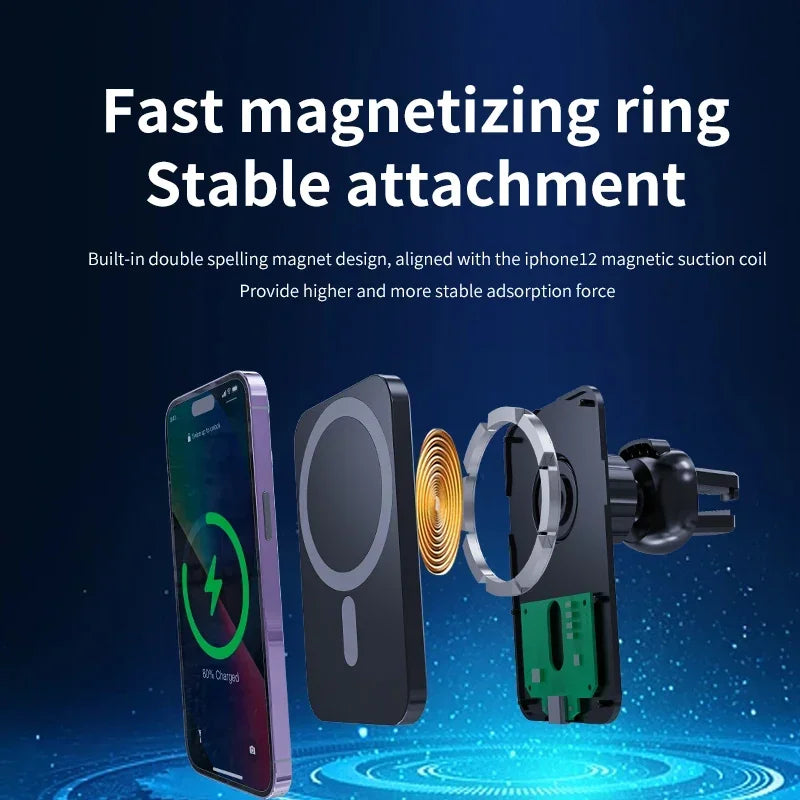 30W Magnetic Car Wireless Charger For iPhone 16 15 14 13 12 Pro Max Mini Car Phone Holder Stand Mount Fast Charging Station