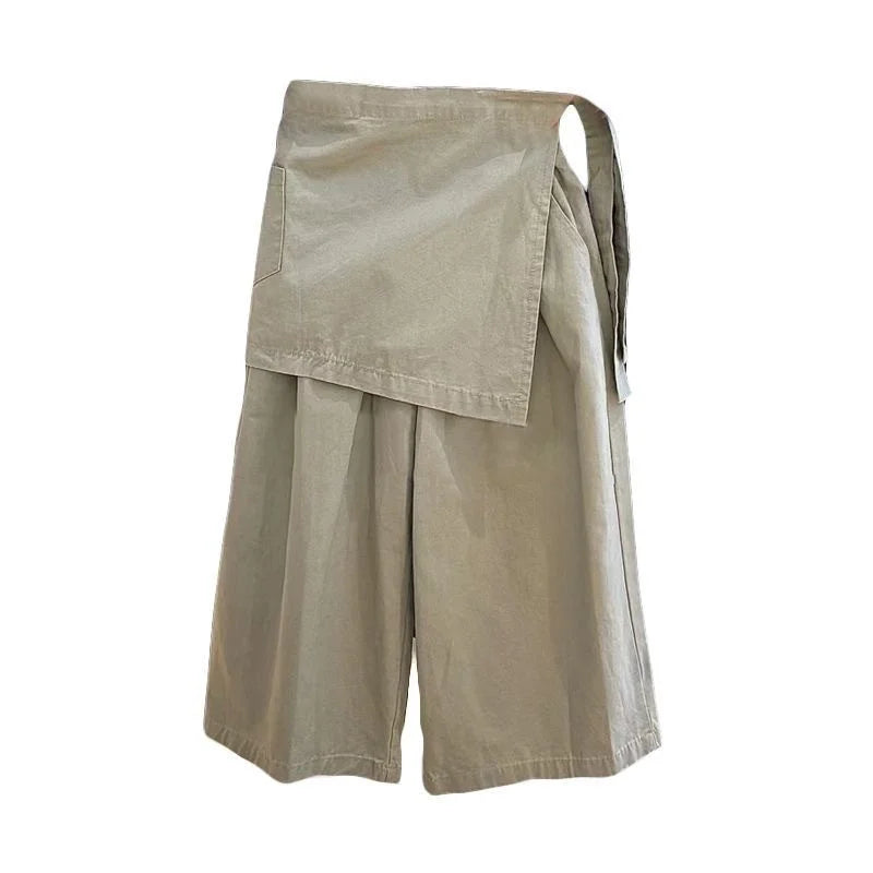 Girls Wide-Leg Pants Spring Summer 2025 New Apron Straight Pants Children Loose Casual Trousers Unique Kids Clothes 2-8 Years